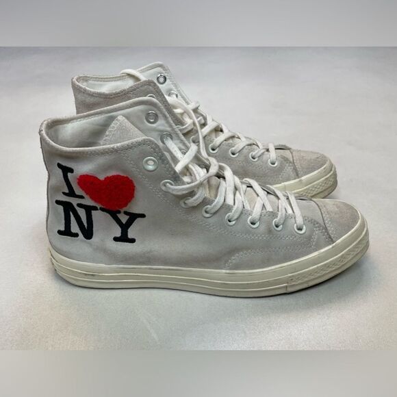 Converse Chuck Taylors Hi I Love NY Sneakers Men Size 10.5 White 161186C - Picture 1 of 10